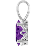 14K Gold Natural Amethyst Oval 4-Prong Solitaire Necklace or Pendant - White Gold - view 2