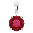 14K Gold Lab-Grown Ruby Round 4-Prong Scroll Setting Pendant - White Gold