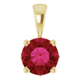 14K Gold Lab-Grown Ruby Round 4-Prong Scroll Setting Pendant - Yellow Gold