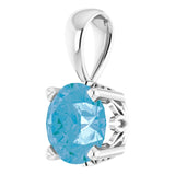 14K Gold Natural Swiss Blue Topaz Round 4-Prong Scroll Setting Pendant - White Gold - view 2