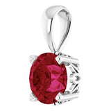 14K Gold Lab-Grown Ruby Round 4-Prong Scroll Setting Pendant - White Gold - view 2