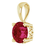 14K Gold Lab-Grown Ruby Round 4-Prong Scroll Setting Pendant - Yellow Gold - view 2