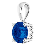 14K Gold Lab-Grown Blue Sapphire Round 4-Prong Scroll Setting Pendant - White Gold - view 2