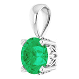 14K Gold Lab-Grown Emerald Round 4-Prong Scroll Setting Pendant - White Gold - view 2