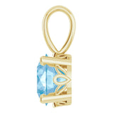 14K Gold Natural Swiss Blue Topaz Round 4-Prong Scroll Setting Pendant - Yellow Gold - view 3