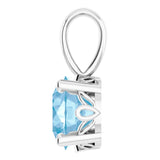 14K Gold Natural Swiss Blue Topaz Round 4-Prong Scroll Setting Pendant - White Gold - view 3