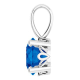 14K Gold Lab-Grown Blue Sapphire Round 4-Prong Scroll Setting Pendant - White Gold - view 3
