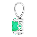 14K Gold Lab-Grown Emerald Round 4-Prong Scroll Setting Pendant - White Gold - view 3
