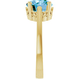 14K Gold Round Natural Swiss Blue Topaz Solitaire Scroll Setting Ring - Yellow Gold - view 4