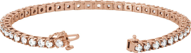 14K Gold Round Lab-Grown Diamond Line Bracelet - Rose Gold - view 7