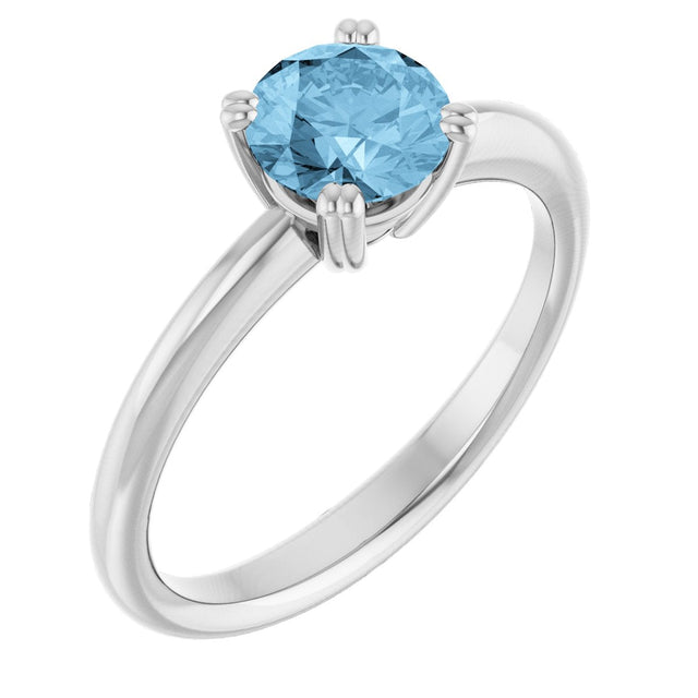 10K Gold Oval Natural Sky Blue Topaz Double-Prong Ring - White Gold