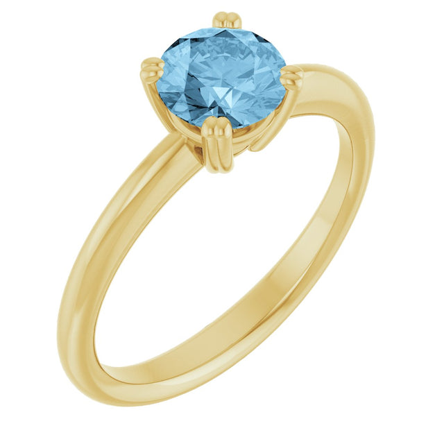 14K Gold Oval Natural Sky Blue Topaz Double-Prong Ring - Yellow Gold