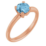 14K Gold Oval Natural Sky Blue Topaz Double-Prong Ring - Rose Gold