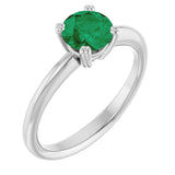 Platinum Oval Lab-Grown Emerald Double-Prong Ring