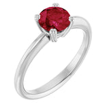 Platinum Oval Lab-Grown Ruby Double-Prong Ring