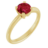 14K Gold Oval Lab-Grown Ruby Double-Prong Ring - Yellow Gold