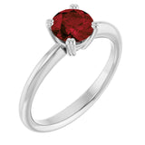 Platinum Emerald Natural Mozambique Garnet Double-Prong Ring