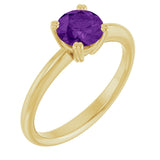 10K Gold Oval Natural Amethyst Double-Prong Ring - Yellow Gold