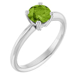 Platinum Emerald Natural Peridot Double-Prong Ring