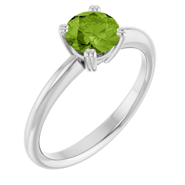10K Gold Oval Natural Peridot Double-Prong Ring - White Gold