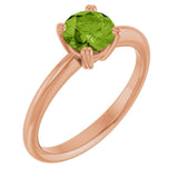 14K Gold Emerald Natural Peridot Double-Prong Ring - Rose Gold
