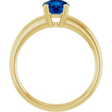 10K Gold Oval Lab-Grown Blue Sapphire Double-Prong Ring - Yellow Gold - view 2