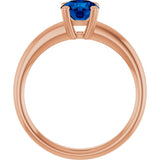 14K Gold Oval Lab-Grown Blue Sapphire Double-Prong Ring - Rose Gold - view 2