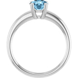 10K Gold Oval Natural Sky Blue Topaz Double-Prong Ring - White Gold - view 2