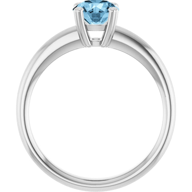 10K Gold Oval Natural Sky Blue Topaz Double-Prong Ring - White Gold - view 2