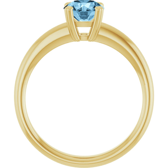 10K Gold Oval Natural Sky Blue Topaz Double-Prong Ring - Yellow Gold - view 2