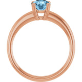 14K Gold Oval Natural Sky Blue Topaz Double-Prong Ring - Rose Gold - view 2