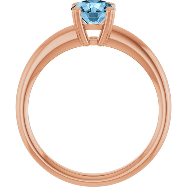 14K Gold Oval Natural Sky Blue Topaz Double-Prong Ring - Rose Gold - view 2