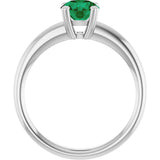 10K Gold Oval Lab-Grown Emerald Double-Prong Ring - White Gold - view 2