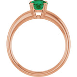 14K Gold Oval Lab-Grown Emerald Double-Prong Ring - Rose Gold - view 2