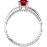 10K Gold Oval Lab-Grown Ruby Double-Prong Ring - White Gold - view 2
