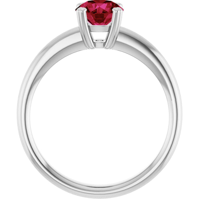 10K Gold Oval Lab-Grown Ruby Double-Prong Ring - White Gold - view 2