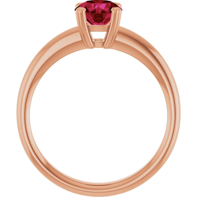 14K Gold Oval Lab-Grown Ruby Double-Prong Ring - Rose Gold - view 2
