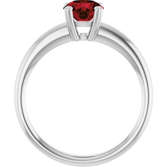 10K Gold Oval Natural Mozambique Garnet Double-Prong Ring - White Gold - view 2