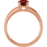 14K Gold Emerald Natural Mozambique Garnet Double-Prong Ring - Rose Gold - view 2