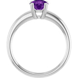 14K Gold Emerald Natural Amethyst Double-Prong Ring - White Gold - view 2