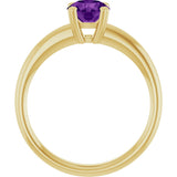 10K Gold Oval Natural Amethyst Double-Prong Ring - Yellow Gold - view 2