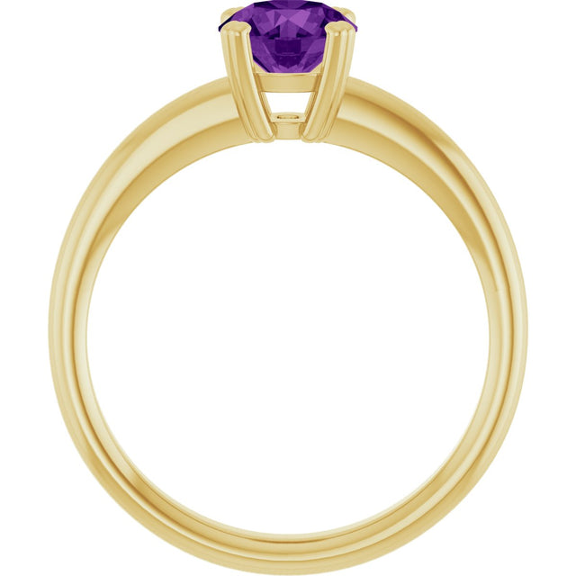 10K Gold Oval Natural Amethyst Double-Prong Ring - Yellow Gold - view 2