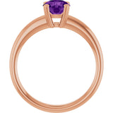 14K Gold Emerald Natural Amethyst Double-Prong Ring - Rose Gold - view 2