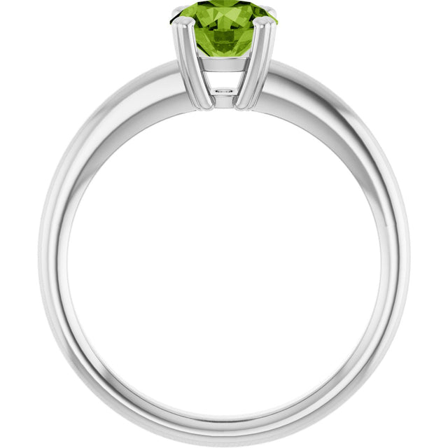 10K Gold Oval Natural Peridot Double-Prong Ring - White Gold - view 2