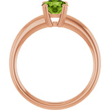 14K Gold Emerald Natural Peridot Double-Prong Ring - Rose Gold - view 2