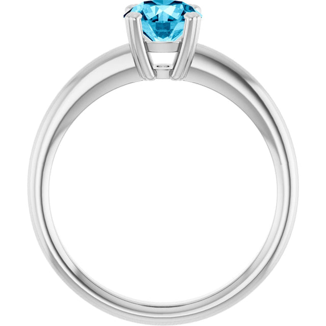 10K Gold Oval Natural Aquamarine Double-Prong Ring - White Gold - view 2