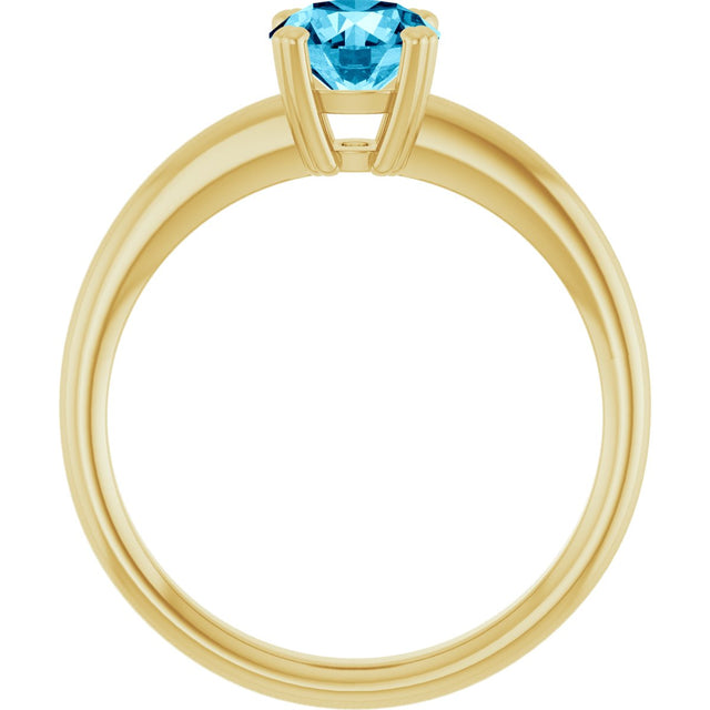 10K Gold Oval Natural Aquamarine Double-Prong Ring - Yellow Gold - view 2