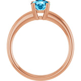 14K Gold Oval Natural Aquamarine Double-Prong Ring - Rose Gold - view 2