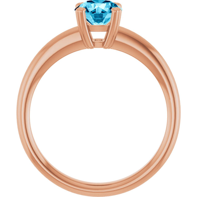 14K Gold Oval Natural Aquamarine Double-Prong Ring - Rose Gold - view 2