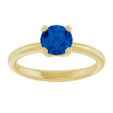 10K Gold Oval Lab-Grown Blue Sapphire Double-Prong Ring - Yellow Gold - view 3